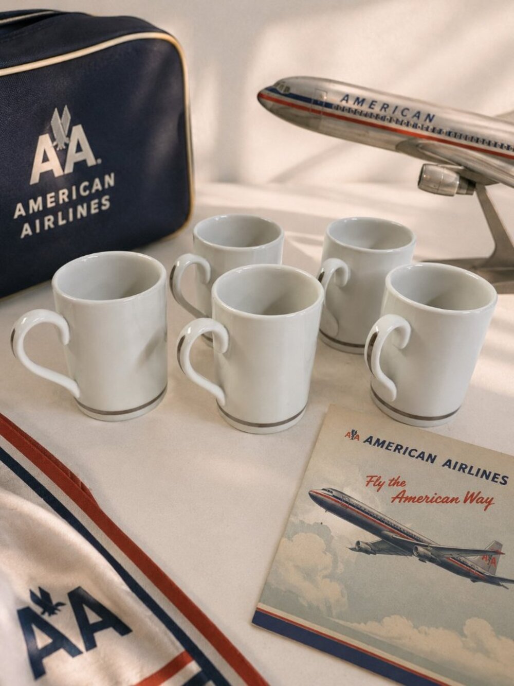Vintage American Airlines Coffee Espresso Mugs Mayer China Cups 3" Set of 5